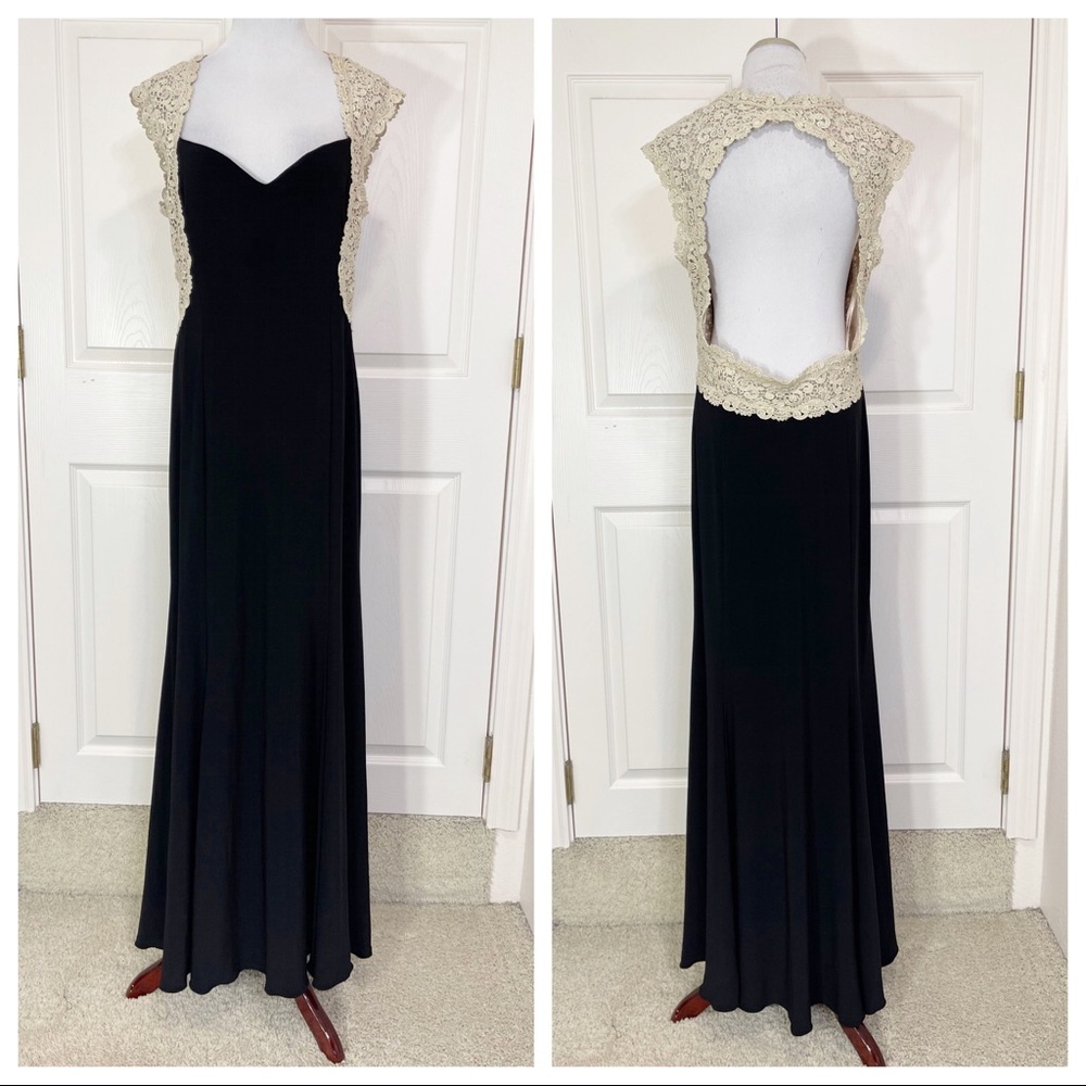 NWT! Xscape black and lace gown